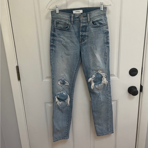 Pistola distressed high rise jeans size 24, button fly - Picture 1 of 4